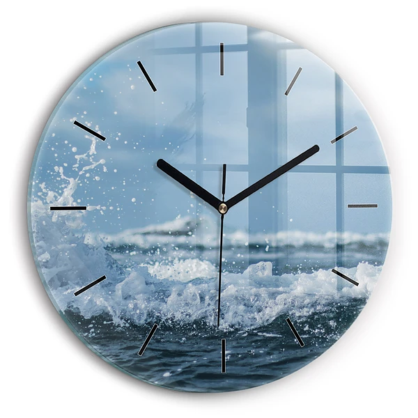 Photo de vagues en mer Horloge ronde murale