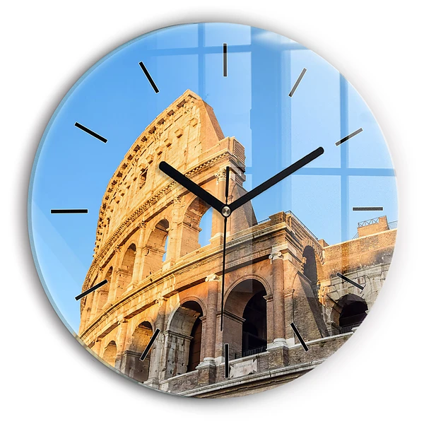 Colisée de Rome Horloge ronde en verre