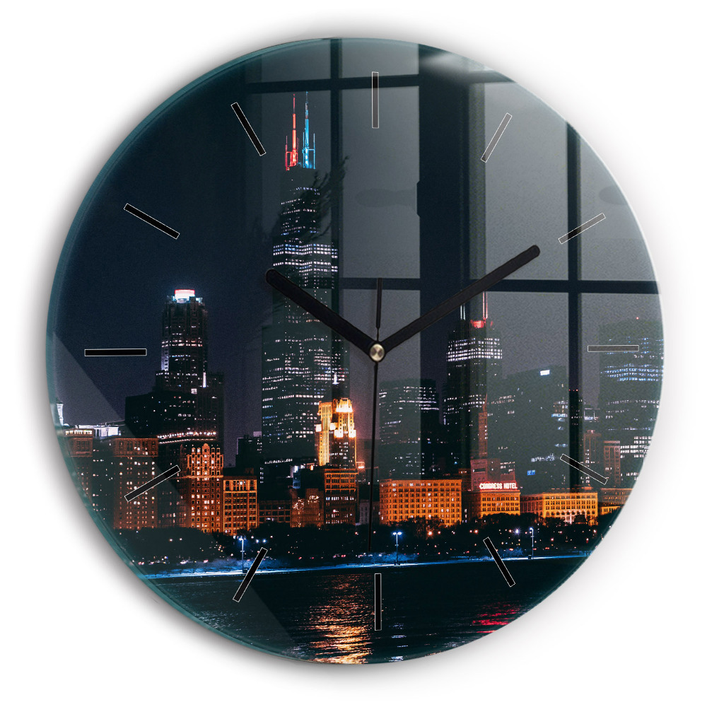 Paysage urbain de Chicago Pendule murale ronde