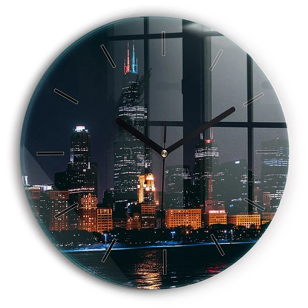 Paysage urbain de Chicago Pendule murale ronde
