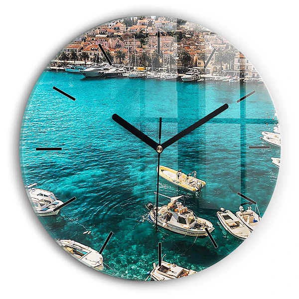 Bateaux en Croatie Horloge ronde murale