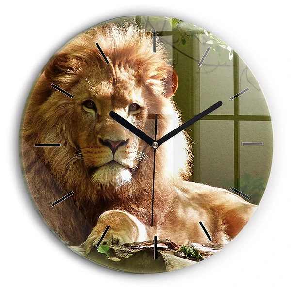 Portrait d'un lion Pendule murale ronde