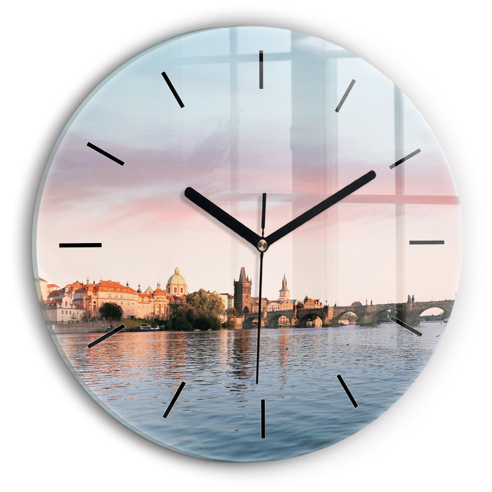 Pont Charles à Prague Horloge ronde en verre