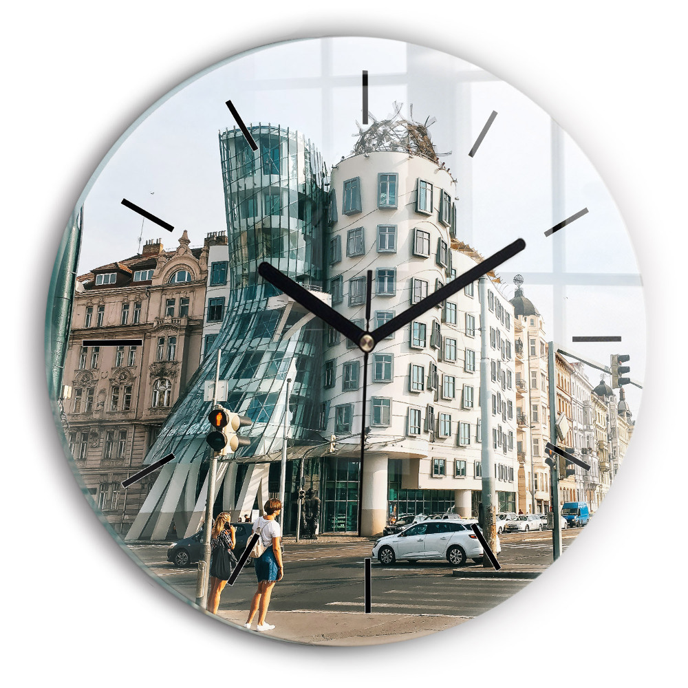 Maison dansante à Prague Horloge ronde murale