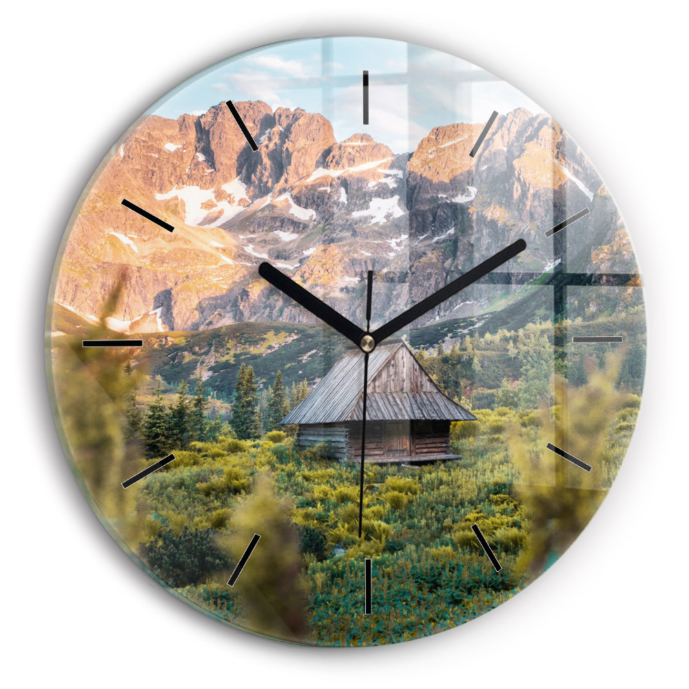 Chalet dans les Tatras Horloge ronde en verre