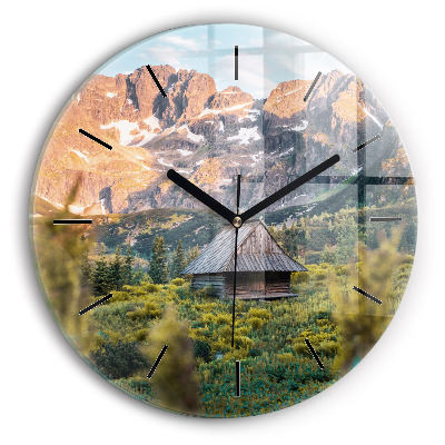Chalet dans les Tatras Horloge ronde en verre