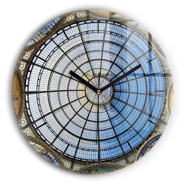 Centre commercial de Milan Horloge ronde en verre