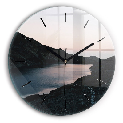Lac et montagnes Horloge ronde