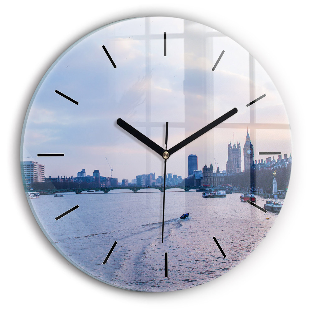 Panorama de la ville avec le London Eye Pendule murale ronde