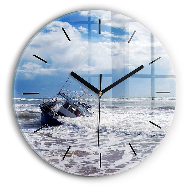 Bateau coulé Horloge ronde murale