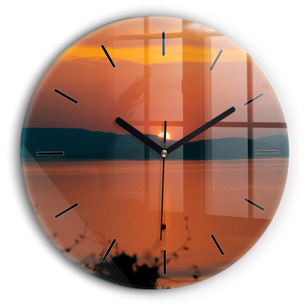 Lac Balaton le soir Pendule murale ronde