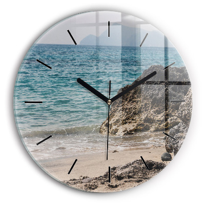 Vue de la mer Méditerranée Horloge ronde en verre