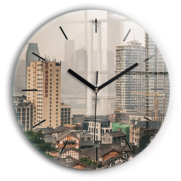 Vieille ville de Chongqing Pendule murale ronde