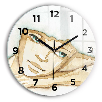 Horloge ronde en verre Portrait de femme