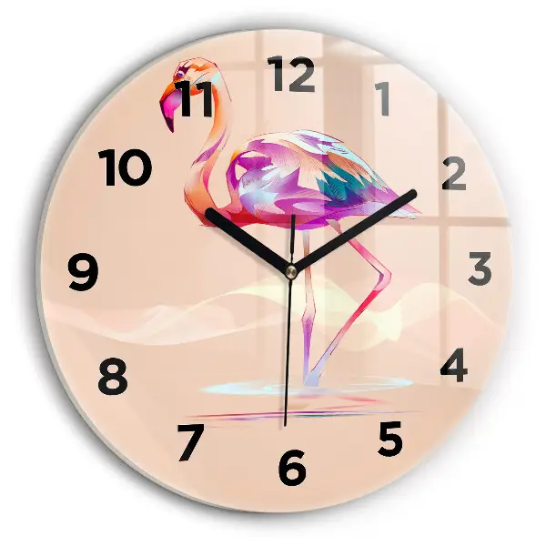 Pendule murale ronde Illustration d'un flamant rose