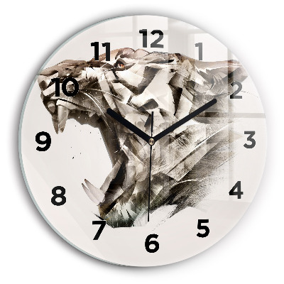 Horloge ronde en verre Portrait peint d'un tigre