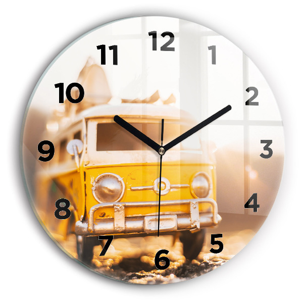 Horloge ronde en verre Voiture en vacances