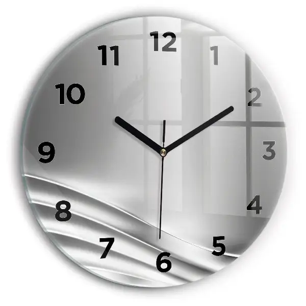 Horloge ronde en verre Abstraction argentée