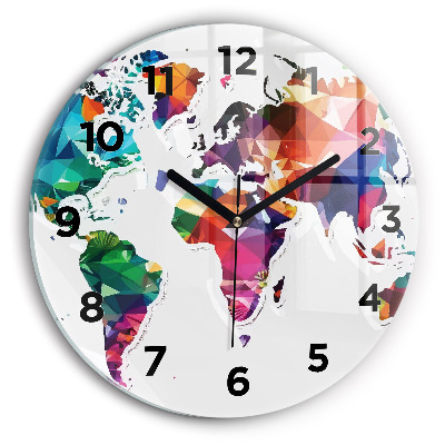 Horloge ronde murale Triangles de la carte du monde