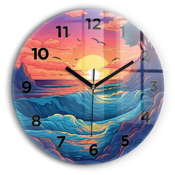 Horloge ronde murale Océan et vagues de conte de fées