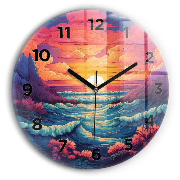 Horloge ronde Océan et ciel de conte de fées