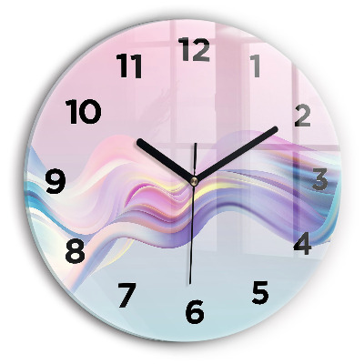 Horloge ronde murale Abstraction de vagues au pastel