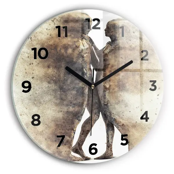 Horloge ronde en verre Personnes abstraites dans le sable