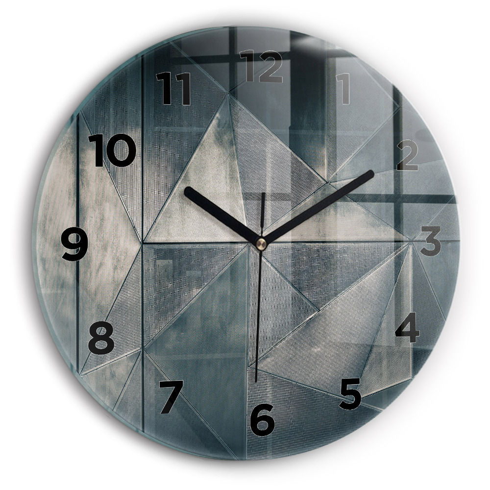 Horloge ronde murale Triangles abstraits en métal