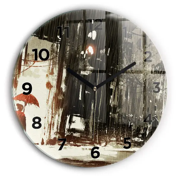 Pendule murale ronde Femme dans la nuit pluvieuse