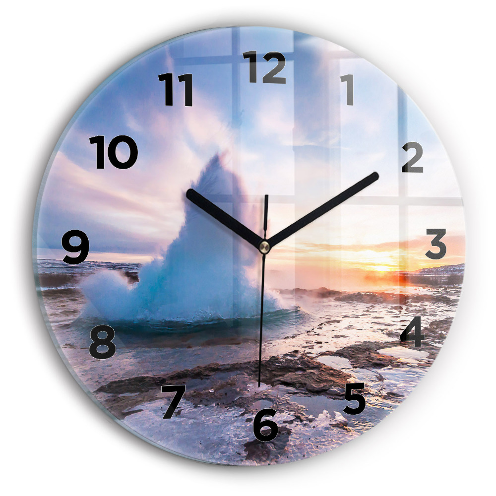 Horloge ronde murale Geyser sur l'île d'Islande