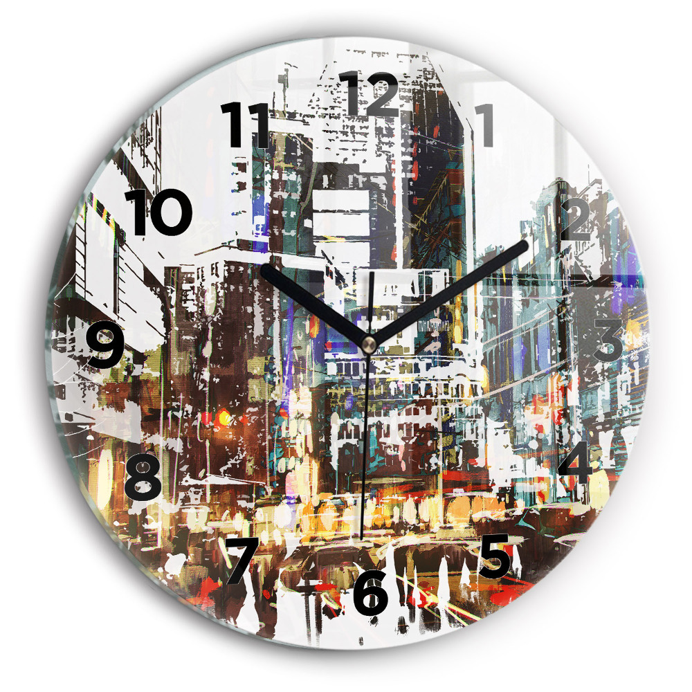 Horloge ronde en verre Ville de New York