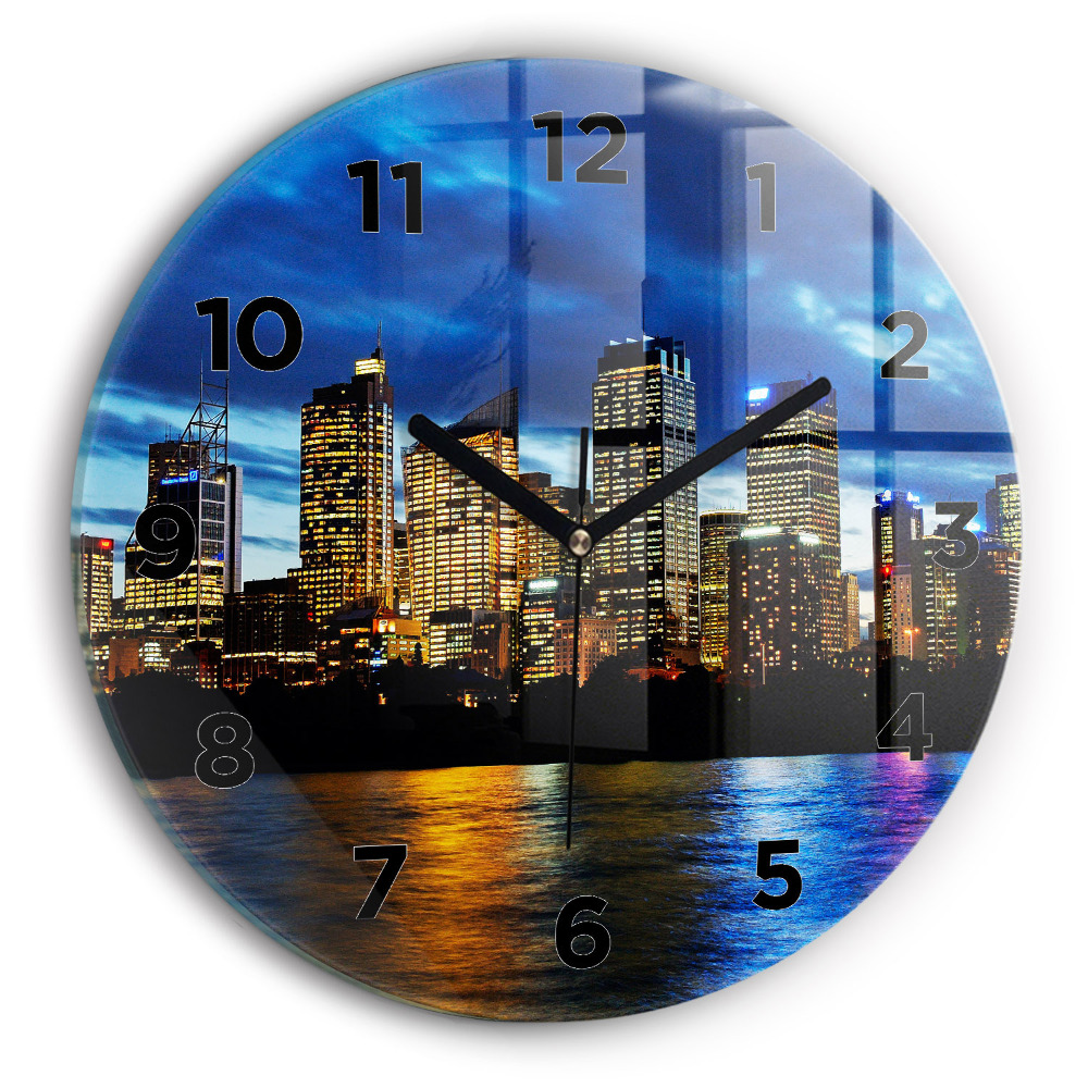 Horloge ronde en verre Sydney le soir