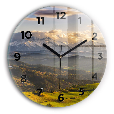 Horloge ronde en verre Montagnes - Haut sommet de Pieniny