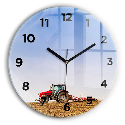 Pendule murale ronde Agriculteur dans un tracteur