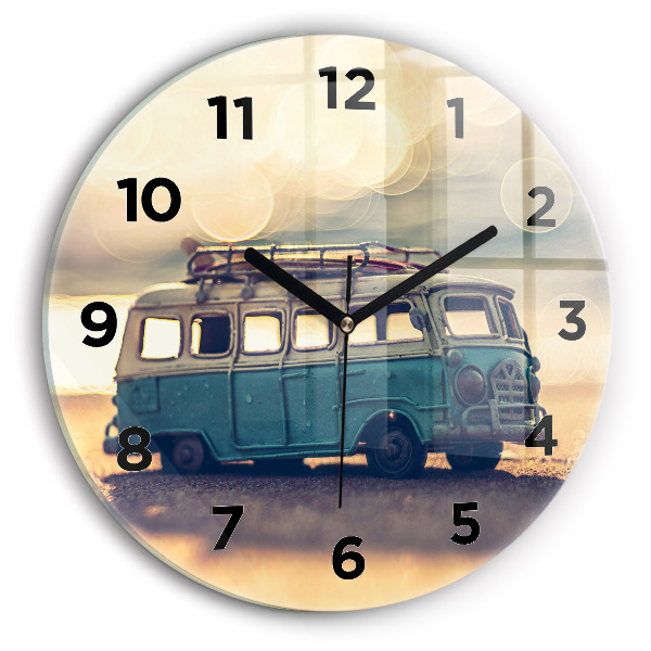 Horloge ronde en verre Campeur sur la plage