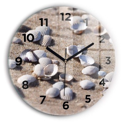 Horloge ronde en verre Coquillages sur la plage