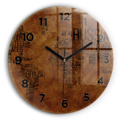 Horloge ronde Carte et noms de pays