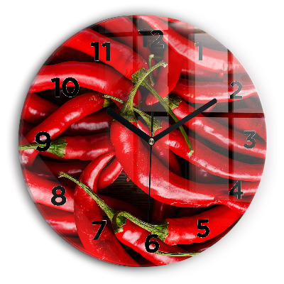 Horloge ronde en verre Piments forts