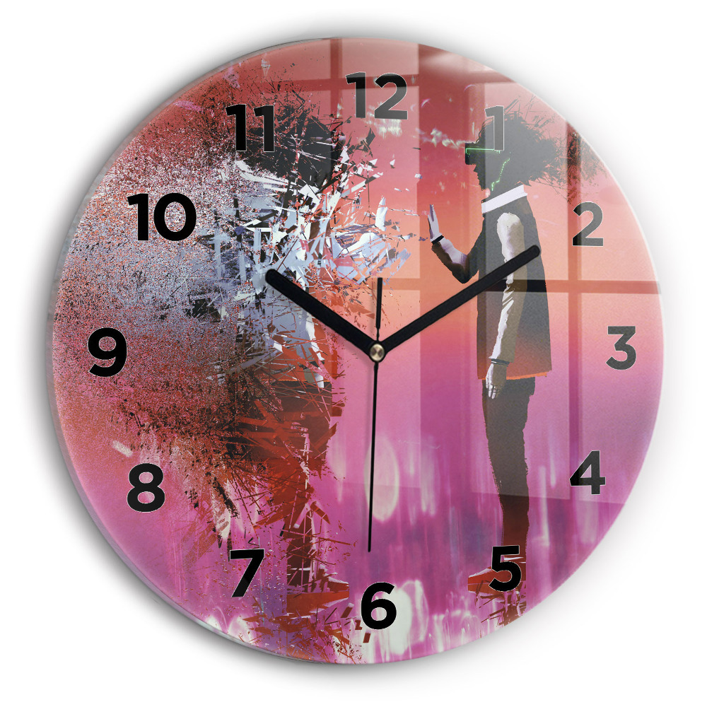 Horloge ronde en verre Cyberespace
