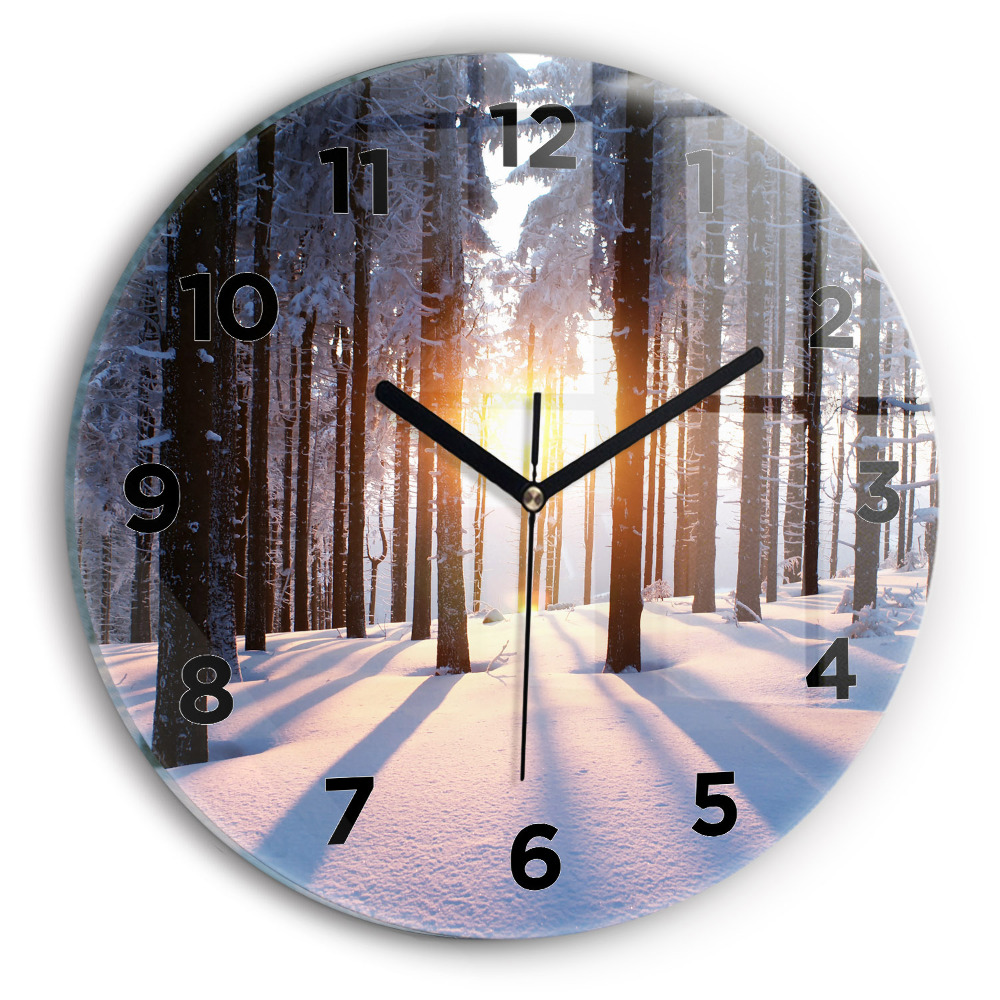 Pendule murale ronde Forêt au coucher du soleil