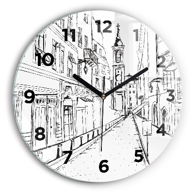 Pendule murale ronde Dessin de ville Provence