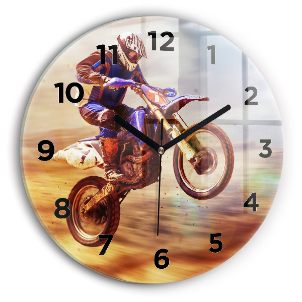 Horloge ronde en verre Motocross enduro