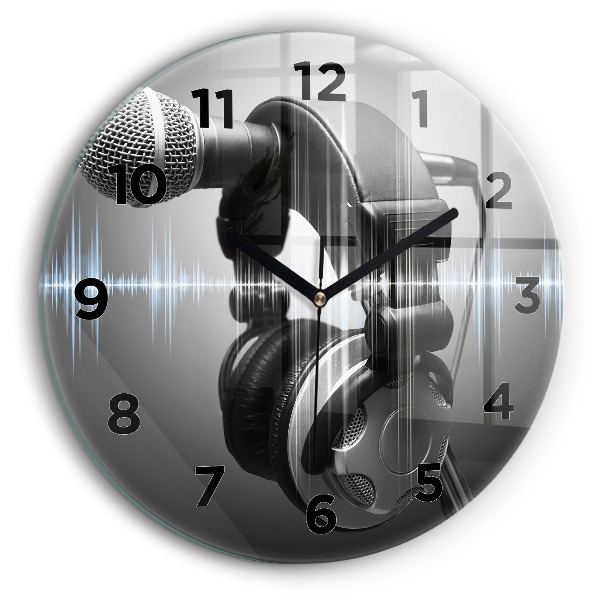 Horloge ronde Microphone et écouteurs