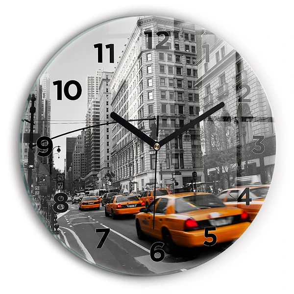 Pendule murale ronde Manhattan et taxis