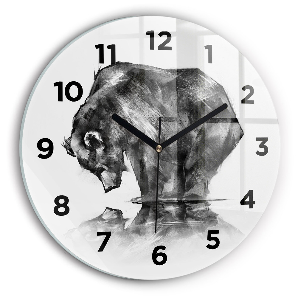 Horloge ronde en verre Dessin d'ours