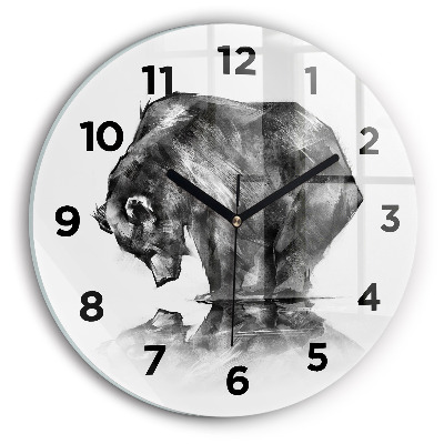 Horloge ronde en verre Dessin d'ours