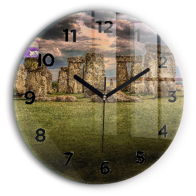 Horloge ronde en verre Stonehenge Nimbostratus