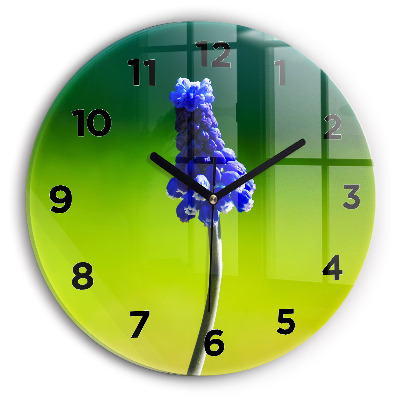 Horloge ronde murale Fleurs bleues