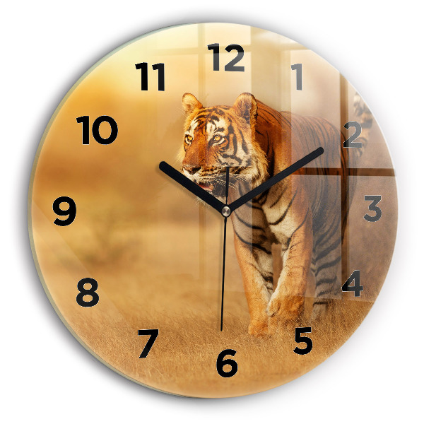 Pendule murale ronde Chasse au tigre