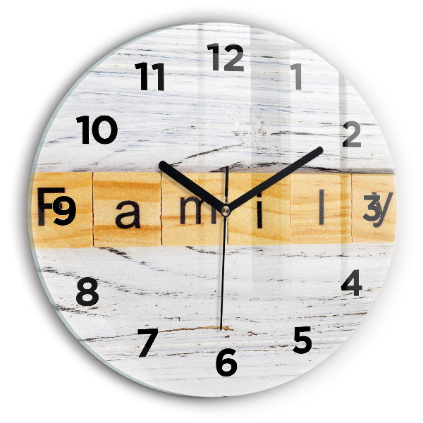 Horloge ronde en verre Inscription familiale